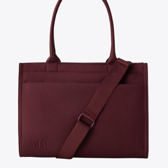 Beis the book tote in burgundy - Picture 3 of 3